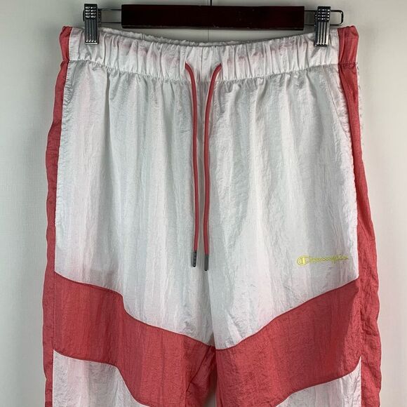 Champion Woven Retro Colorblock White Track Pants Elastic Waist Y2K Men’s Medium - Picture 3 of 10